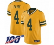 Men's Green Bay Packers #4 Brett Favre Limited Gold Rush Vapor Untouchable 100th Season Football Jersey
