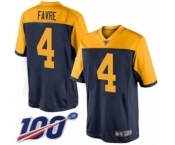 Men's Green Bay Packers #4 Brett Favre Limited Navy Blue Alternate 100th Season Football Jersey
