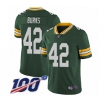 Men's Green Bay Packers #42 Oren Burks Green Team Color Vapor Untouchable Limited Player 100th Season Football Jersey