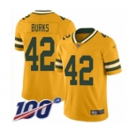Men's Green Bay Packers #42 Oren Burks Limited Gold Inverted Legend 100th Season Football Jersey