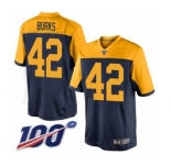 Men's Green Bay Packers #42 Oren Burks Limited Navy Blue Alternate 100th Season Football Jersey