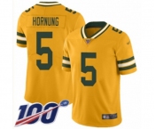 Men's Green Bay Packers #5 Paul Hornung Limited Gold Inverted Legend 100th Season Football Jersey