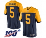 Men's Green Bay Packers #5 Paul Hornung Limited Navy Blue Alternate 100th Season Football Jersey
