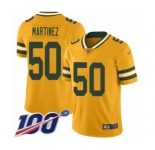 Men's Green Bay Packers #50 Blake Martinez Limited Gold Inverted Legend 100th Season Football Jersey