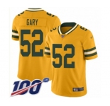 Men's Green Bay Packers #52 Rashan Gary Limited Gold Inverted Legend 100th Season Football Jersey