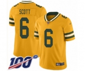 Men's Green Bay Packers #6 JK Scott Limited Gold Inverted Legend 100th Season Football Jersey