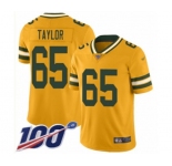 Men's Green Bay Packers #65 Lane Taylor Limited Gold Inverted Legend 100th Season Football Jersey