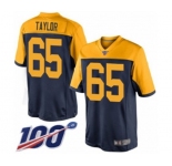 Men's Green Bay Packers #65 Lane Taylor Limited Navy Blue Alternate 100th Season Football Jersey