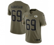 Men's Green Bay Packers #69 David Bakhtiari 2022 Olive Salute To Service Limited Stitched Jersey