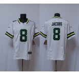 Men's Green Bay Packers #8 Josh Jacobs White Vapor 2025 F.U.S.E. Limited Football Stitched Jersey