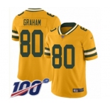 Men's Green Bay Packers #80 Jimmy Graham Limited Gold Inverted Legend 100th Season Football Jersey