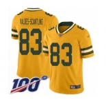 Men's Green Bay Packers #83 Marquez Valdes-Scantling Limited Gold Inverted Legend 100th Season Football Jersey