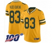 Men's Green Bay Packers #83 Marquez Valdes-Scantling Limited Gold Inverted Legend 100th Season Football Jersey