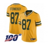 Men's Green Bay Packers #87 Jace Sternberger Limited Gold Rush Vapor Untouchable 100th Season Football Jersey