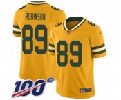 Men's Green Bay Packers #89 Dave Robinson Limited Gold Inverted Legend 100th Season Football Jersey