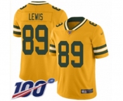 Men's Green Bay Packers #89 Marcedes Lewis Limited Gold Inverted Legend 100th Season Football Jersey