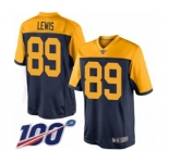 Men's Green Bay Packers #89 Marcedes Lewis Limited Navy Blue Alternate 100th Season Football Jersey