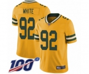 Men's Green Bay Packers #92 Reggie White Limited Gold Rush Vapor Untouchable 100th Season Football Jersey