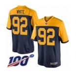 Men's Green Bay Packers #92 Reggie White Limited Navy Blue Alternate 100th Season Football Jersey