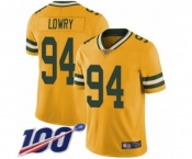 Men's Green Bay Packers #94 Dean Lowry Limited Gold Rush Vapor Untouchable 100th Season Football Jersey