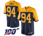 Men's Green Bay Packers #94 Dean Lowry Limited Navy Blue Alternate 100th Season Football Jersey