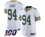 Men's Green Bay Packers #94 Dean Lowry White Vapor Untouchable Limited Player 100th Season Football Jersey