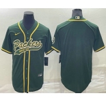 Men's Green Bay Packers Blank Green Stitched MLB Cool Base Nike Baseball Jersey