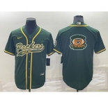 Men's Green Bay Packers Green Team Big Logo With Patch Cool Base Stitched Baseball Jersey