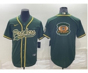 Men's Green Bay Packers Green Team Big Logo With Patch Cool Base Stitched Baseball Jersey