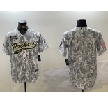 Men's Green Bay Packers Team Logo 2024 Arctic Camo Salute to Service Stitched Baseball Jersey