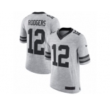 Men's Nike Green Bay Packers #12 Aaron Rodgers Limited Gray Gridiron II NFL Jersey