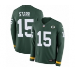 Men's Nike Green Bay Packers #15 Bart Starr Limited Green Therma Long Sleeve NFL Jersey