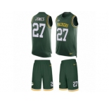 Men's Nike Green Bay Packers #27 Josh Jones Limited Green Tank Top Suit NFL Jersey