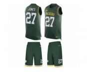 Men's Nike Green Bay Packers #27 Josh Jones Limited Green Tank Top Suit NFL Jersey