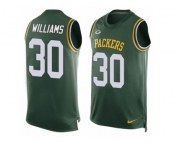 Men's Nike Green Bay Packers #30 Jamaal Williams Limited Green Player Name & Number Tank Top NFL Jersey