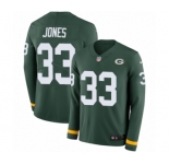 Men's Nike Green Bay Packers #33 Aaron Jones Limited Green Therma Long Sleeve NFL Jersey