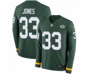 Men's Nike Green Bay Packers #33 Aaron Jones Limited Green Therma Long Sleeve NFL Jersey