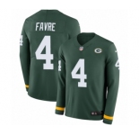 Men's Nike Green Bay Packers #4 Brett Favre Limited Green Therma Long Sleeve NFL Jersey