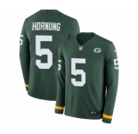 Men's Nike Green Bay Packers #5 Paul Hornung Limited Green Therma Long Sleeve NFL Jersey