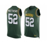 Nike Green Bay Packers #52 Clay Matthews Green Team Color Men's Stitched NFL Limited Tank Top Jersey