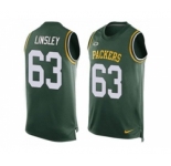 Nike Green Bay Packers #63 Corey Linsley Green Team Color Men's Stitched NFL Limited Tank Top Jersey