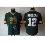 nike nfl jerseys green bay packers #12 rodgers green[helmet tri-blend limited]