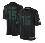 nike nfl jerseys green bay packers #15 starr black[nike impact limited]