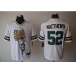 nike nfl jerseys green bay packers #52 matthews white[helmet tri-blend limited]
