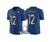 Women Green Bay Packers #12 Aaron Rodgers NFC 2017 Pro Bowl Blue Gold Limited Jersey