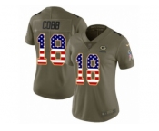 Women Nike Green Bay Packers #18 Randall Cobb Limited Olive USA Flag 2017 Salute to Service NFL Jersey
