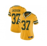 Women Nike Green Bay Packers #37 Josh Jackson Yellow Stitched NFL Limited Rush Jersey