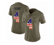 Women Nike Green Bay Packers #4 Brett Favre Limited Olive USA Flag 2017 Salute to Service NFL Jersey