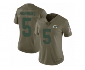 Women Nike Green Bay Packers #5 Paul Hornung Limited Olive 2017 Salute to Service NFL Jersey