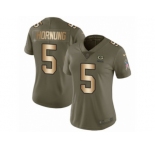 Women Nike Green Bay Packers #5 Paul Hornung Limited Olive Gold 2017 Salute to Service NFL Jersey